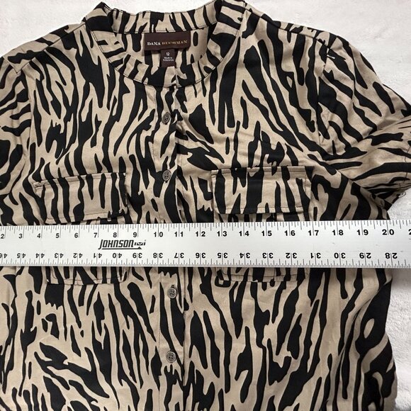 Dana Buchman Womens Animal Print Short-Sleeve Button-Front Shirt Dress Size 12 - Picture 5 of 7